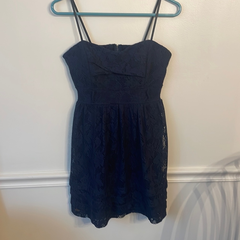 Strapless Blue Lace Dress